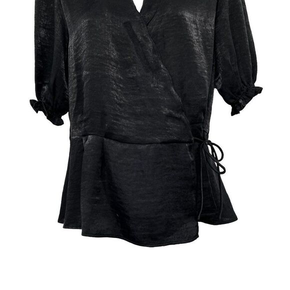 Buckle Sandy & Sid Surplice Wrap Blouse Top Black Medium - Picture 3 of 7